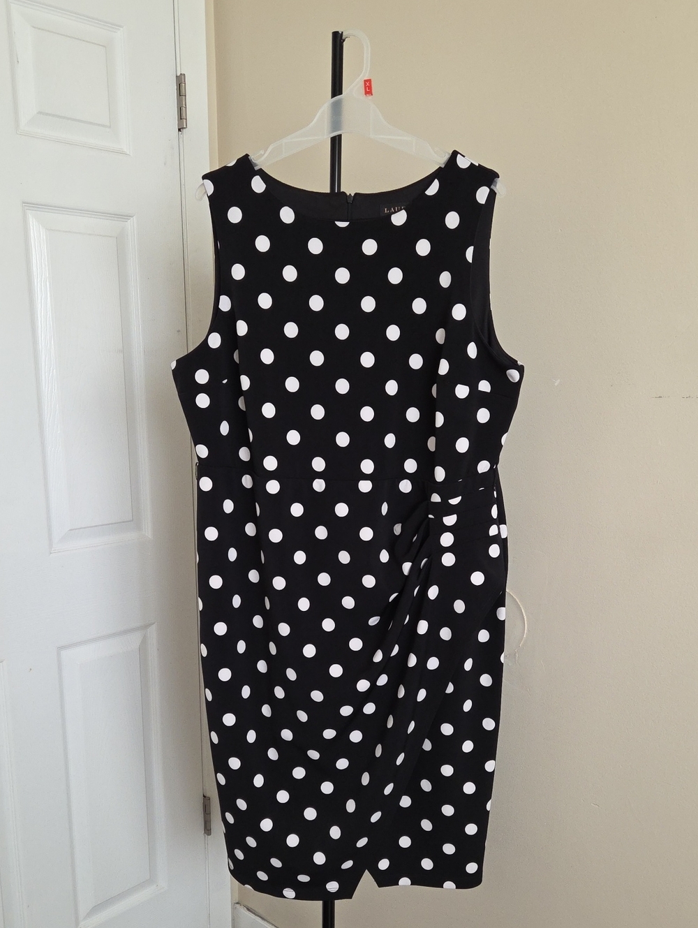 Laura Plus Size Black Polka Dot Sheath Dress - Sleeveless Work-to-Event Style